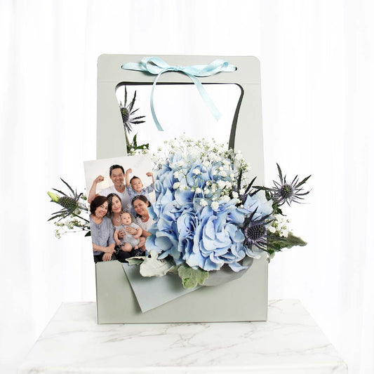 ABU2104 Delight In Breeze (Blue Hydrangea with Magnetic Personalised Photo)
