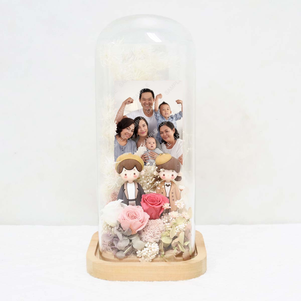 PR2502 Cherished Love (Preserved Flowers with Couple Figurines & Personalised Photo)